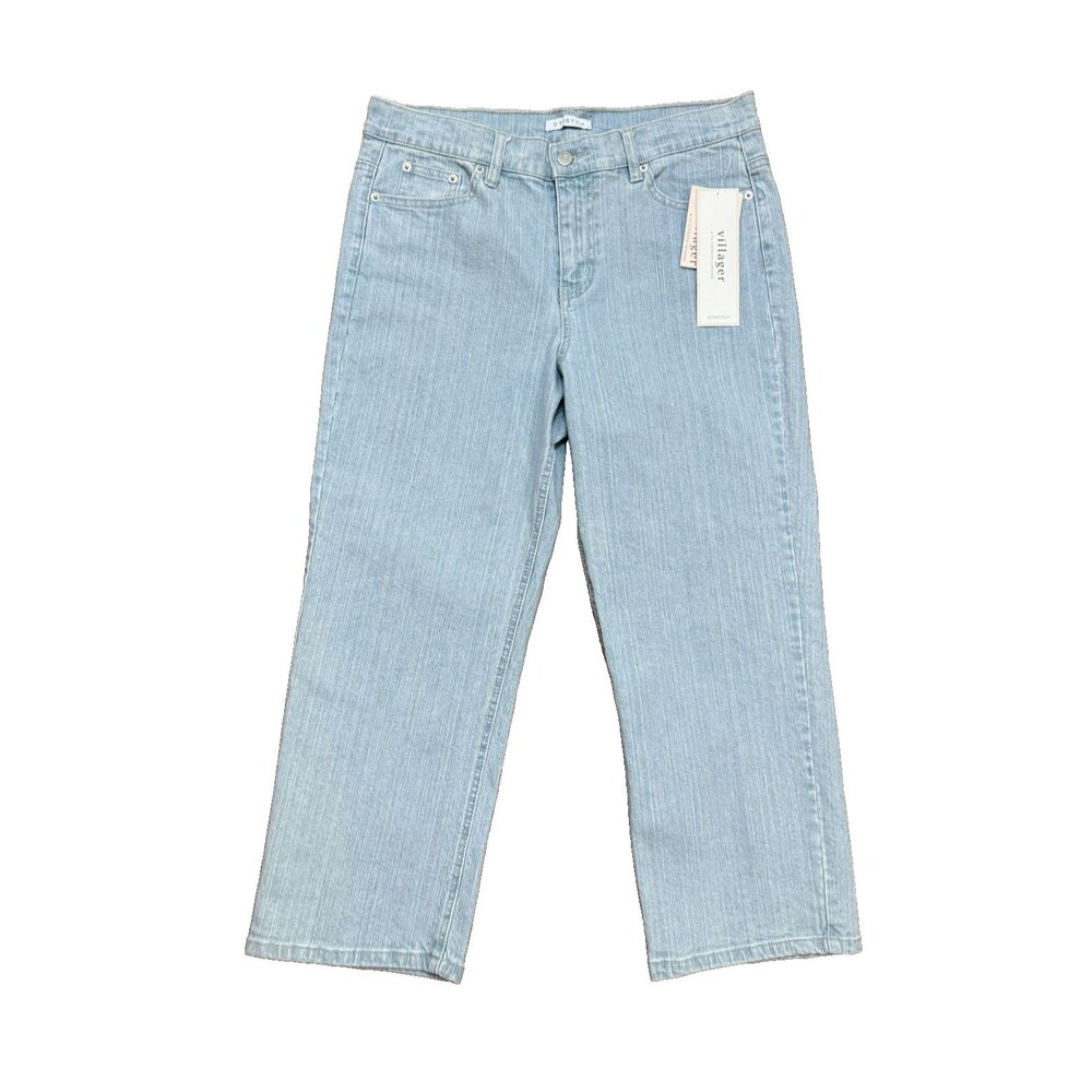 Liz Claiborne Women's 10 Light Wash Crop Jeans Straight Leg Stretch RN52002 NWT